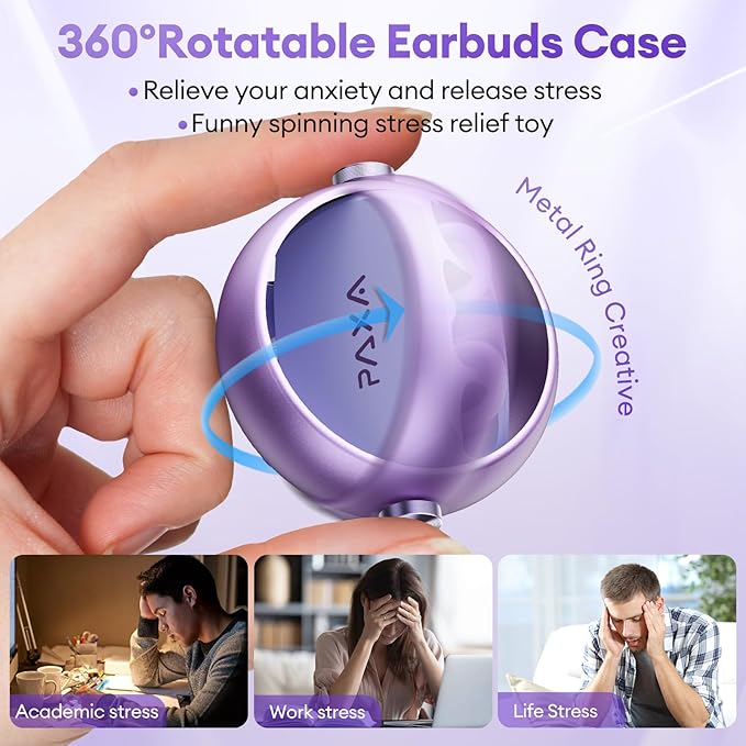 2 in 1 Clip on Open Ear Headphones Wireless Earbuds, 0 Delay Bluetooth 6.0, Ultra-Long 140H Play, Auto L-R Recognition Touch Control, Hybrid Noise Reduction for Work Fitness Daily Use, Ctbuds Purple