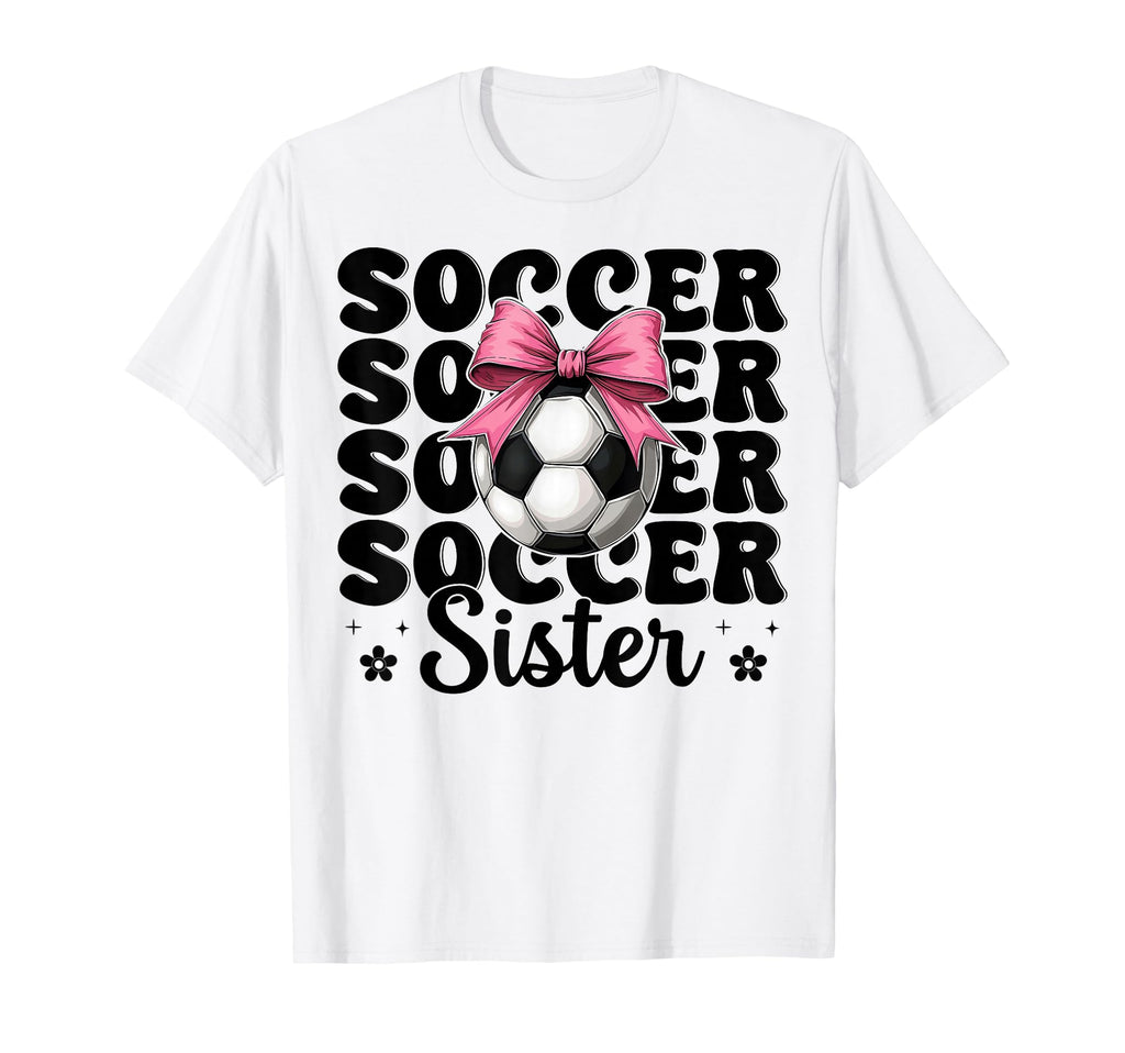 Soccer Sister Soccer Coquette Bow T-Shirt - Novelty Apparel for Adults
