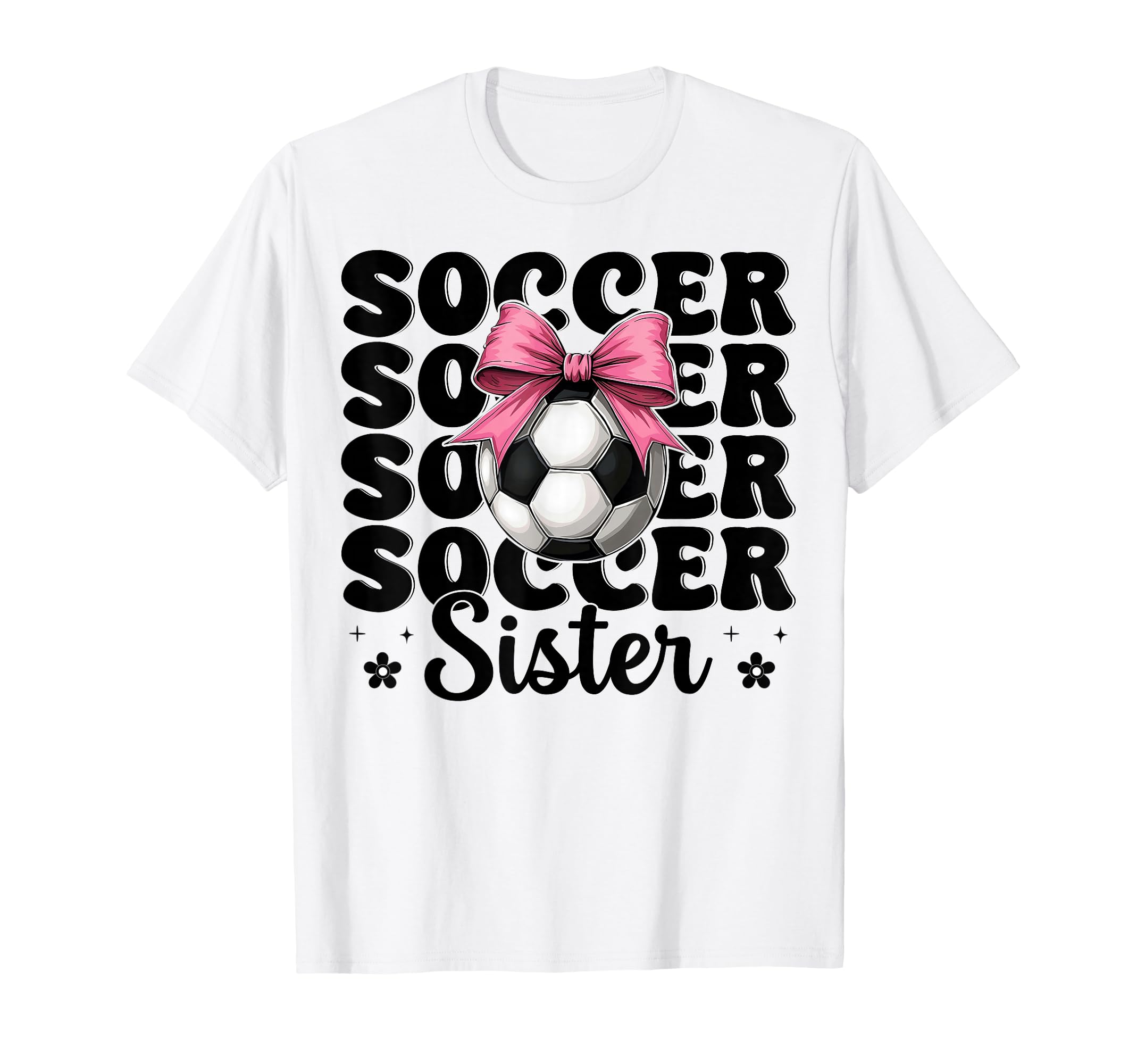 Soccer Sister Soccer Coquette Bow T-Shirt - Novelty Apparel for Adults
