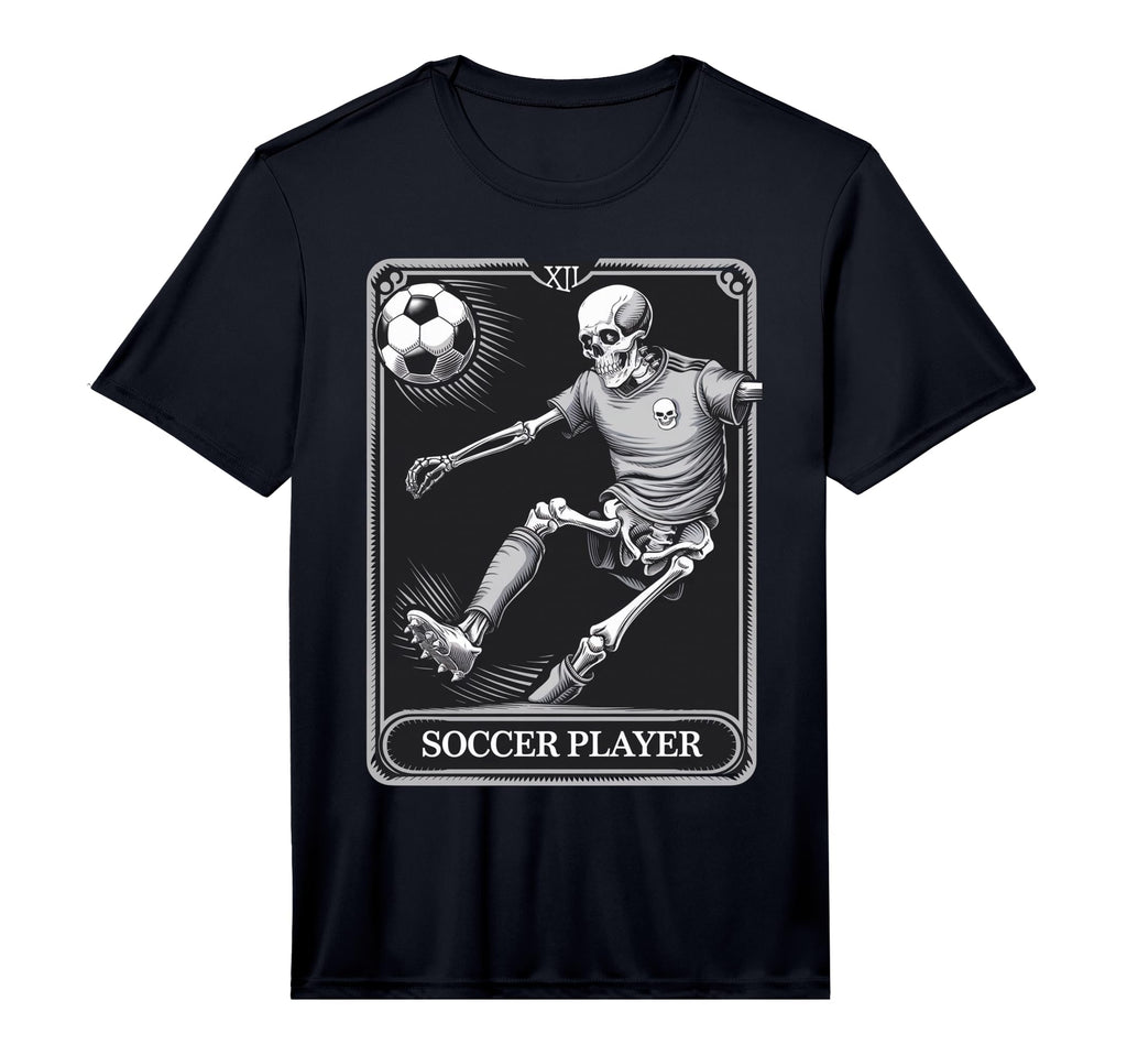 Soccer Player Skeleton Tarot Card T-Shirt - Streetwear Style Unisex