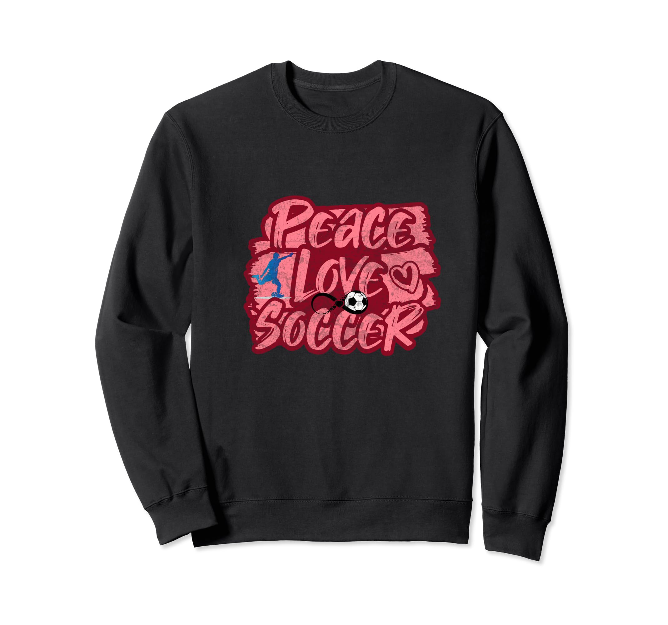 Peace Love Soccer Rose Red Sweatshirt - Novelty Apparel for Adults