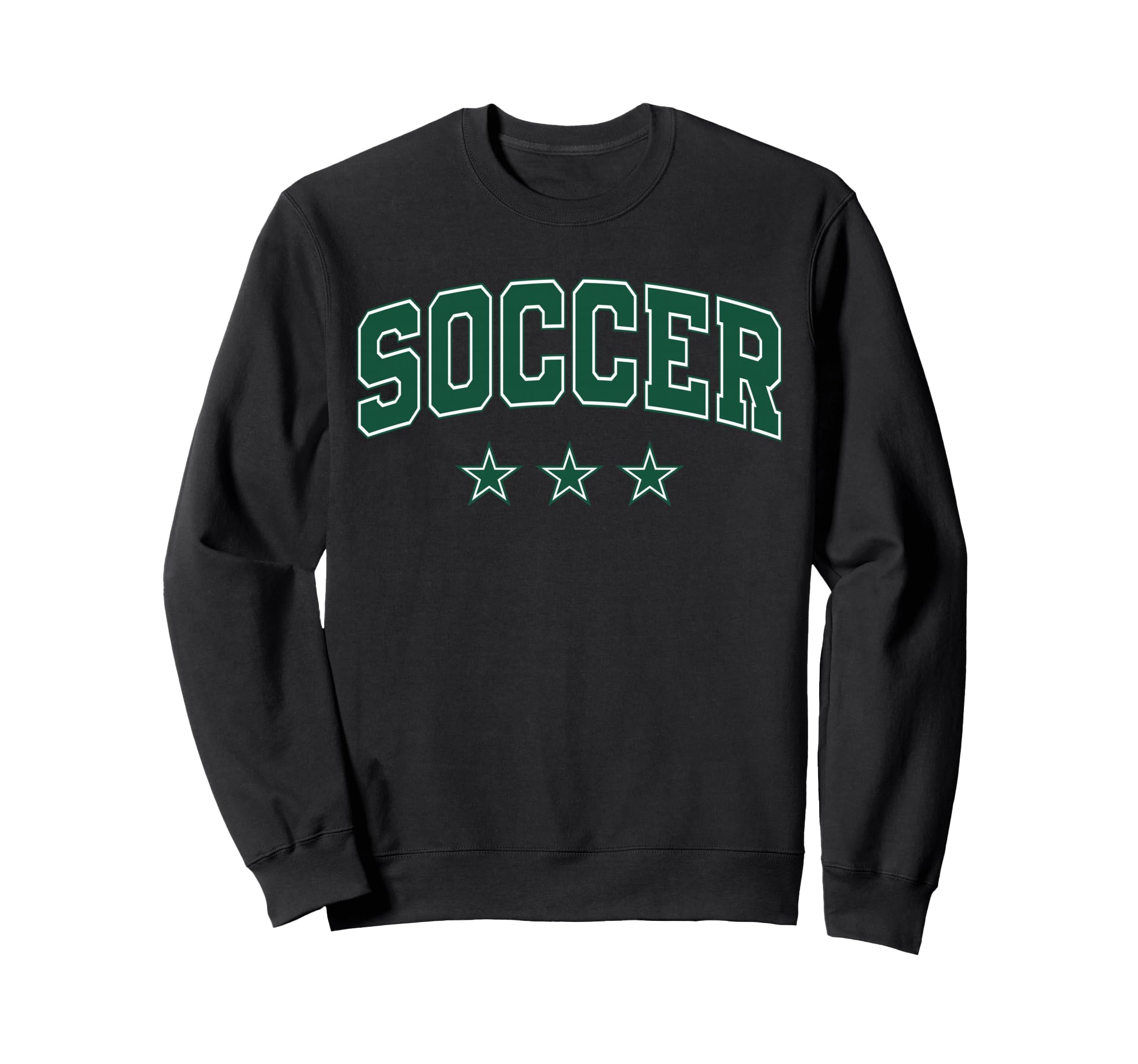 Soccer All Green Stars Text Sweatshirt - Fun Novelty Design Men Women