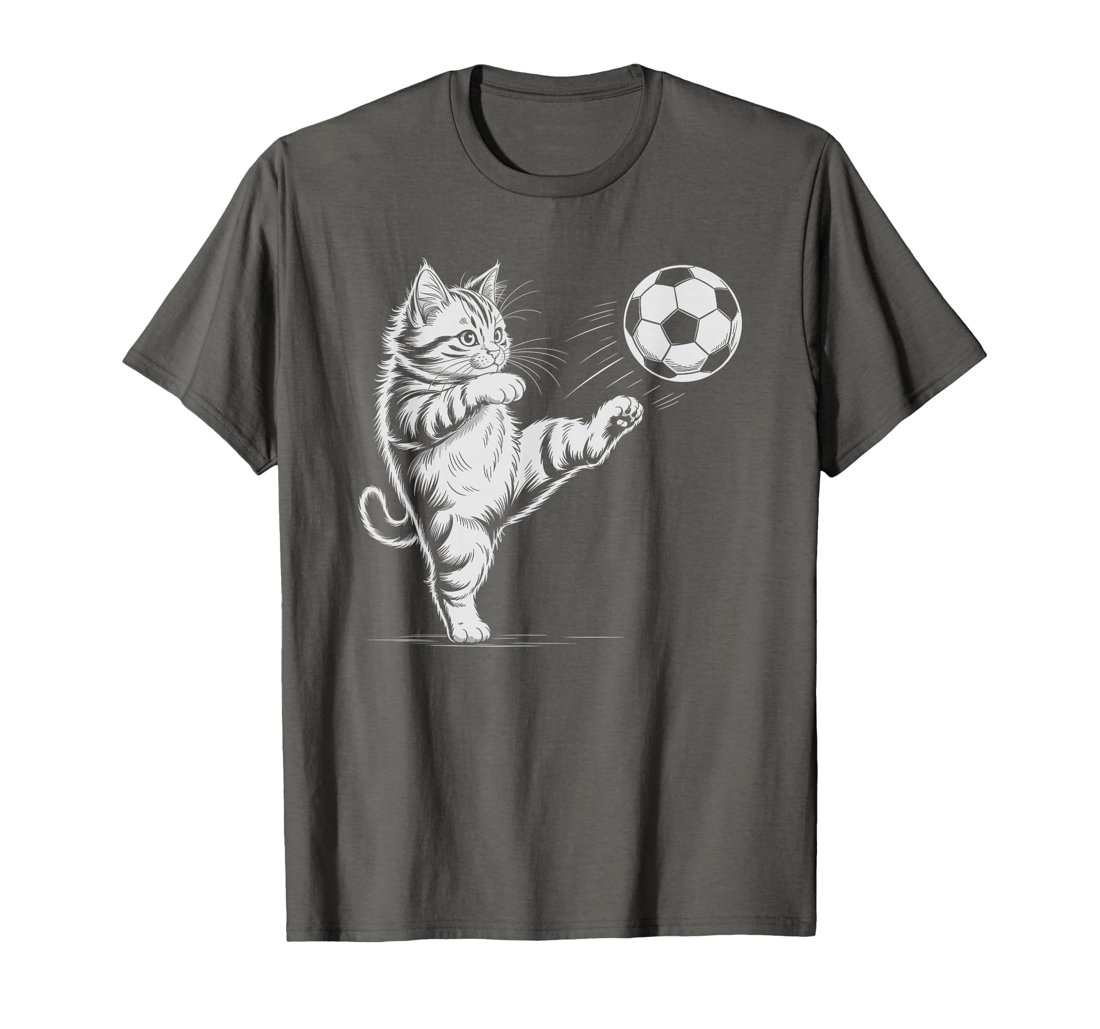 Soccer Cat Star Player Score Game T-Shirt - Minimalist Print for Adults