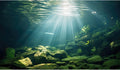 Under The Sea Aquarium Background Aquatic Plants Deep Sea Fish Tank Background Underwater Sunray Rock Terrarium Backgrounds Deep Ocean Floor Tropical Fish Tank Backgrounds 60x24in