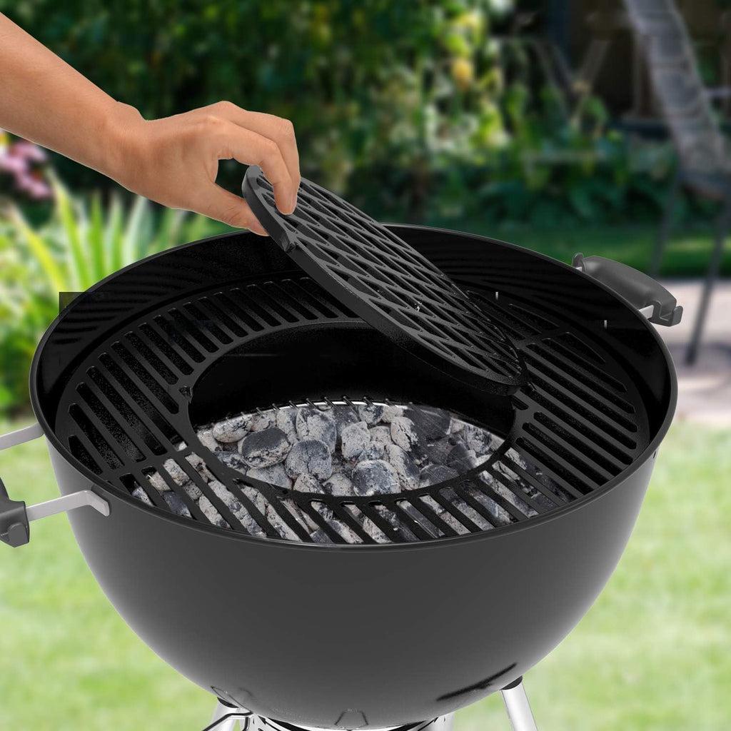 onlyfire Cast Iron Grill Grate Replacement Gourmet BBQ System for Weber 22inch Kettle Charcoal Grills