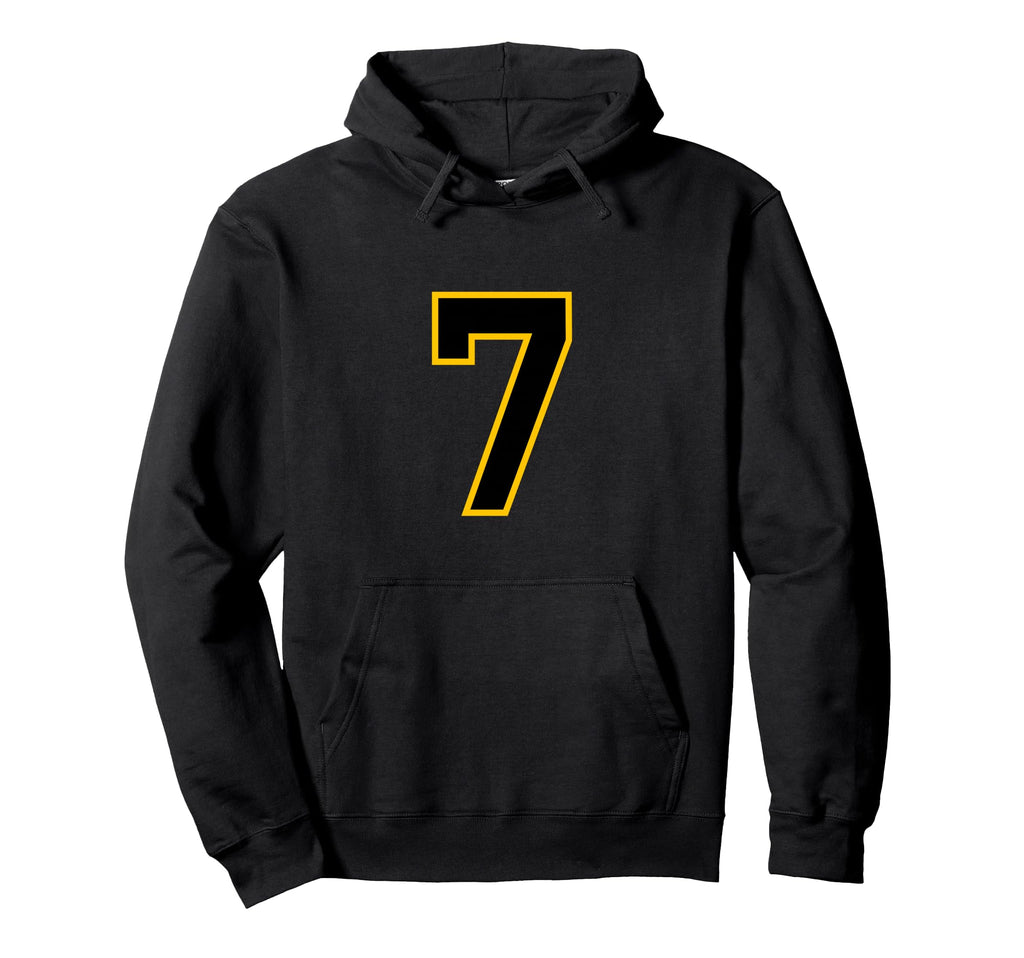 Yellow Black Sport Team Number 7 Hoodie - Trendy Graphic for Adults