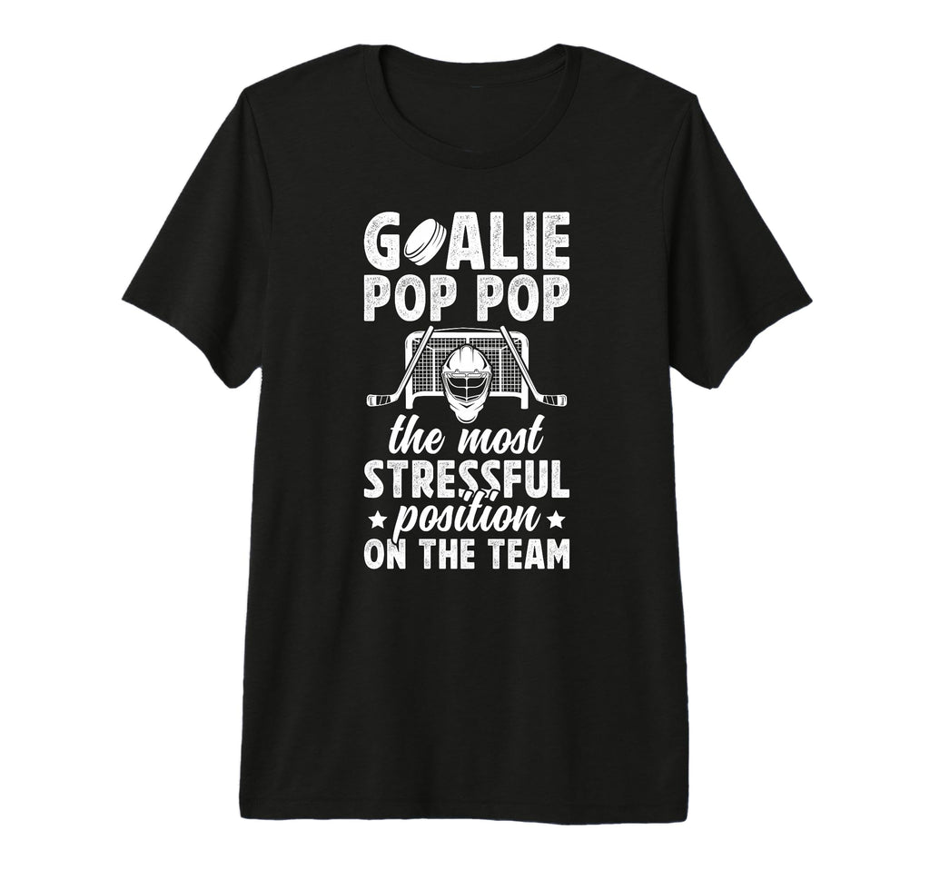 Mens Funny Hockey Goalie Pop Pop Ice T-Shirt - Novelty Apparel for Adults