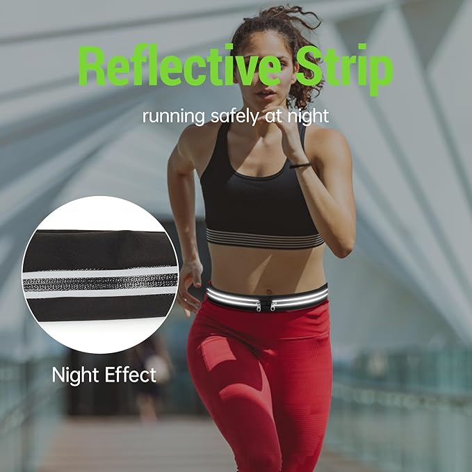 Slim Running Belts for Women Men - Running Phone Holder Fanny Pack for Key, Accessories Fits ALL Cell Phones, Black