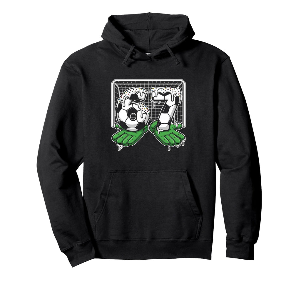 67 Soccer Ball Goalie Net Gloves Hoodie - Minimalist Print Men Women