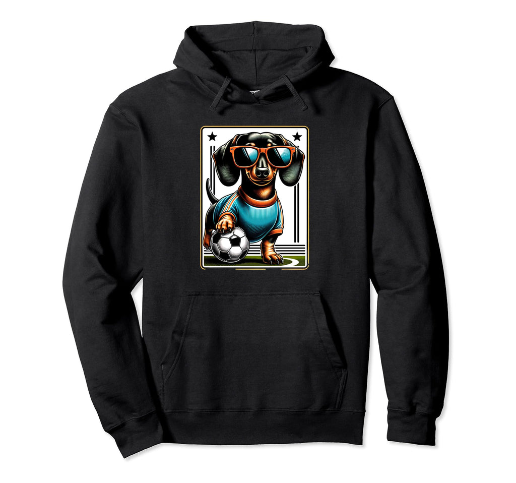 Dachshund Soccer Player Wiener Dog Funny Hoodie - Graphic Print for Adults