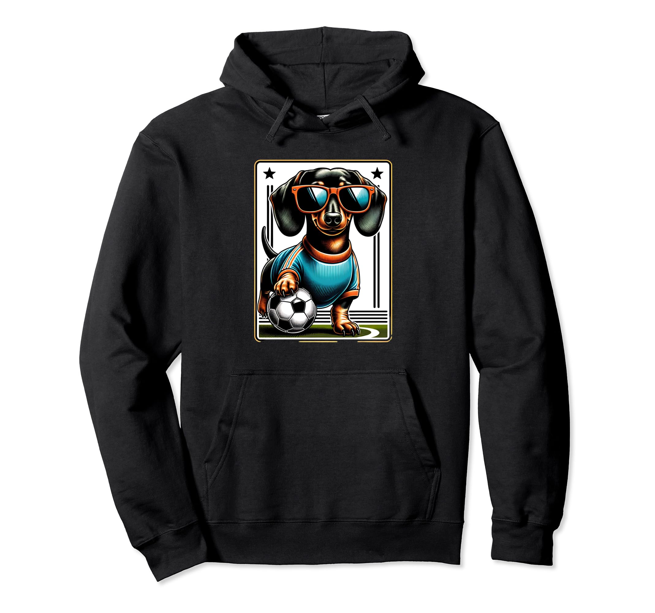 Dachshund Soccer Player Wiener Dog Funny Hoodie - Graphic Print for Adults