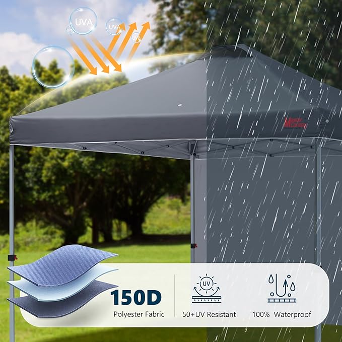 MASTERCANOPY Durable Pop-up Canopy Tent with 1 Sidewall (10'x10',Dark Gray)