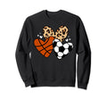 Soccer Basketball Heart Funny Soccer Sweatshirt - Novelty Apparel Unisex