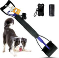 Pooper Scooper with Bags, 28" Long Handle Dog Poop Scooper for Large Medium Small Dogs, Durable Spring and High Strength Material Foldable Waste Pickup Tool for Easy Grass and Gravel Pick Up, Blue