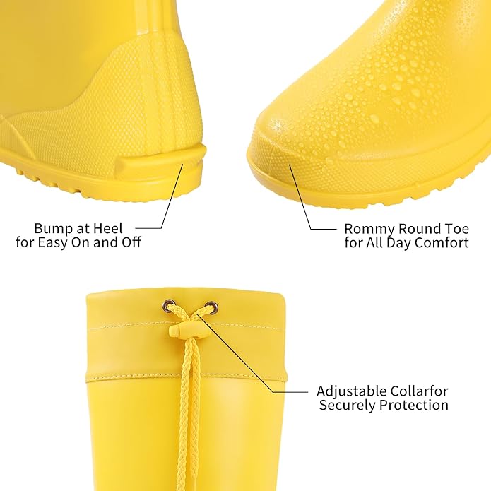 Asgard Packable Tall Rain Boots for Women Waterproof Rubber Garden Boots Ultra Lightweight Flat Mud Boots- NOT FOR WIDE CALF
