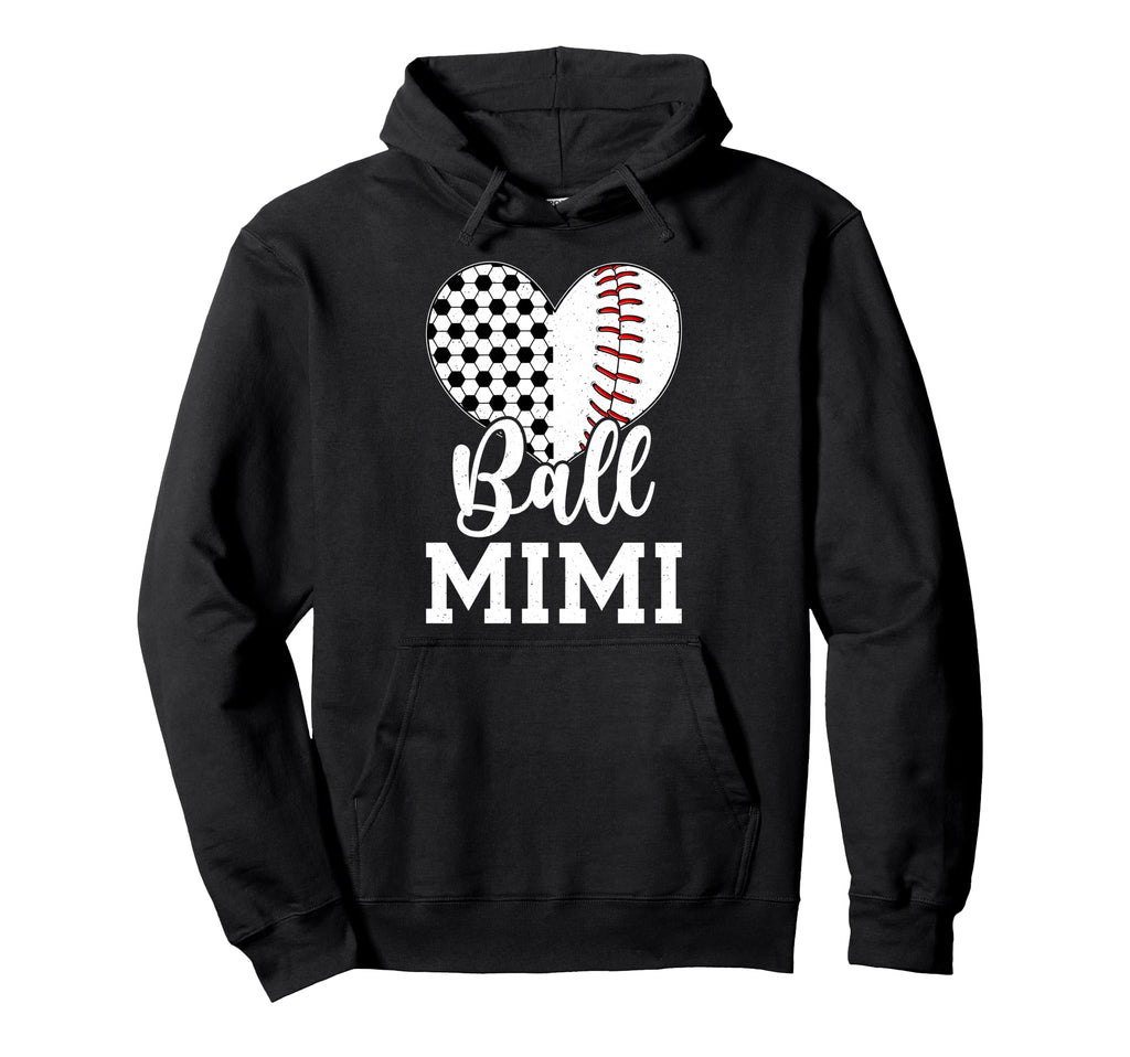 Ball Mimi Grandma Heart Baseball Soccer Hoodie - Novelty Apparel Unisex