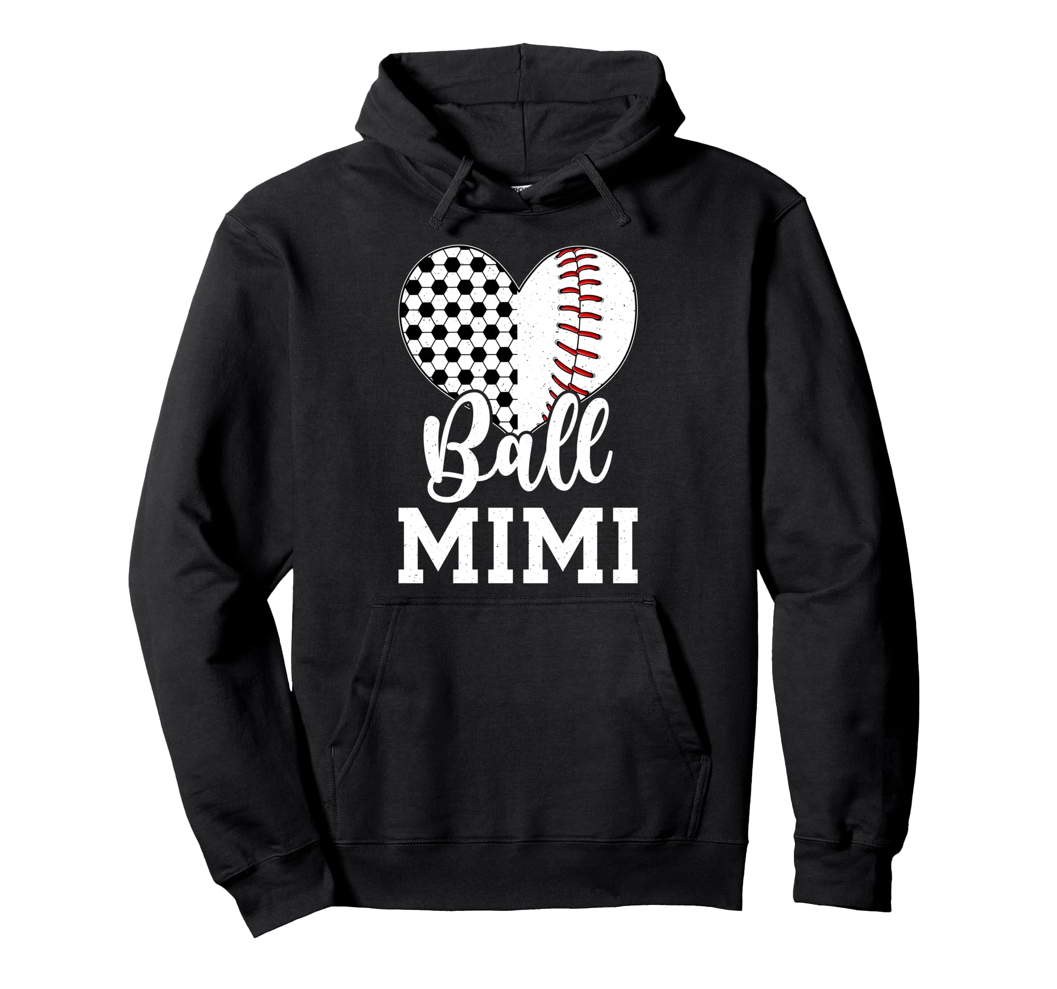 Ball Mimi Grandma Heart Baseball Soccer Hoodie - Novelty Apparel Unisex