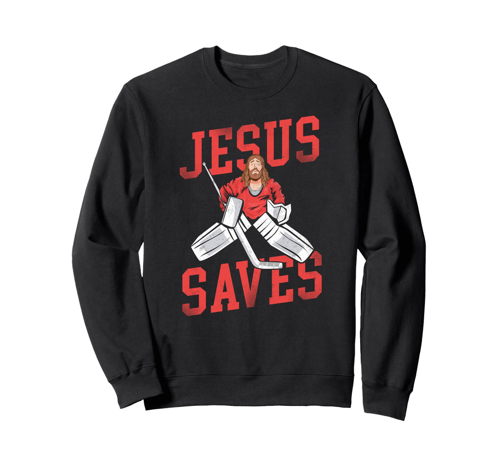 Ice Hockey Goalie Goalkeeper Jesus Sweatshirt - Minimalist Print Unisex