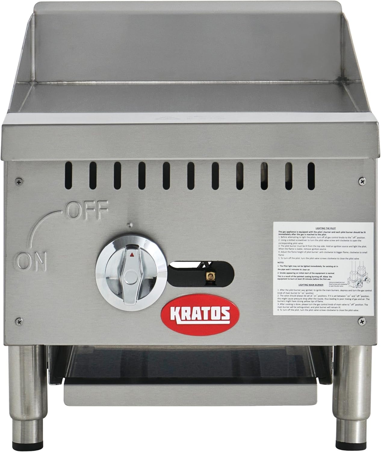 Kratos 29Y-176 15" Commercial Restaurant Gas Countertop Griddle, Manual Controls, 1 Burner, 30,000 BTU Output