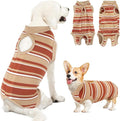 Lukovee Recovery Suit for Dogs, Onesie Surgery Recovery Suit for Female Male Dogs, Abdominal Wounds Cone E-Collar Alternative Prevent Licking Spay Recovery Suit (Brown Stripes,S)