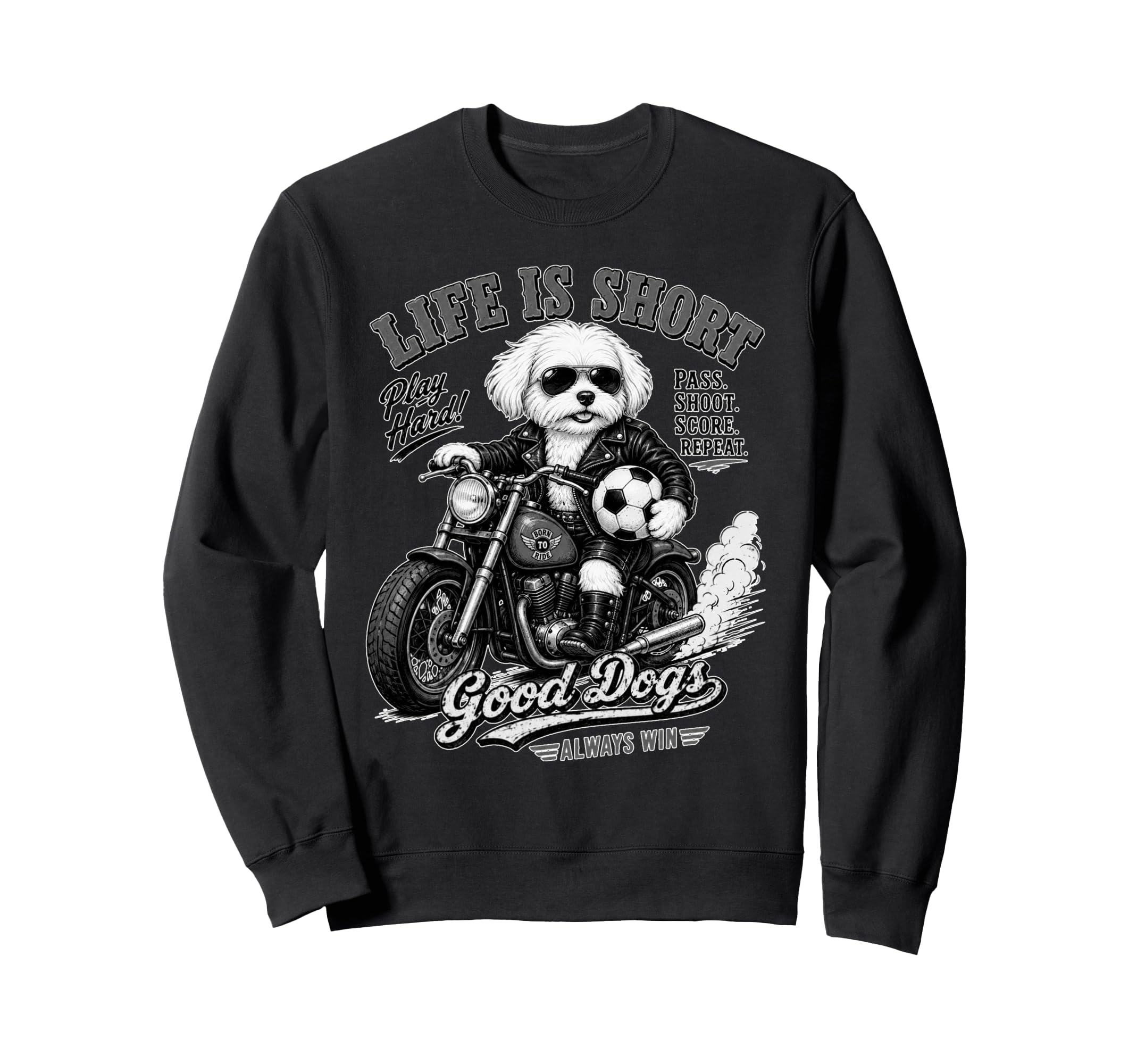 Maltese Motorbike Love Footbal Soccer Sweatshirt - Streetwear Style Unisex