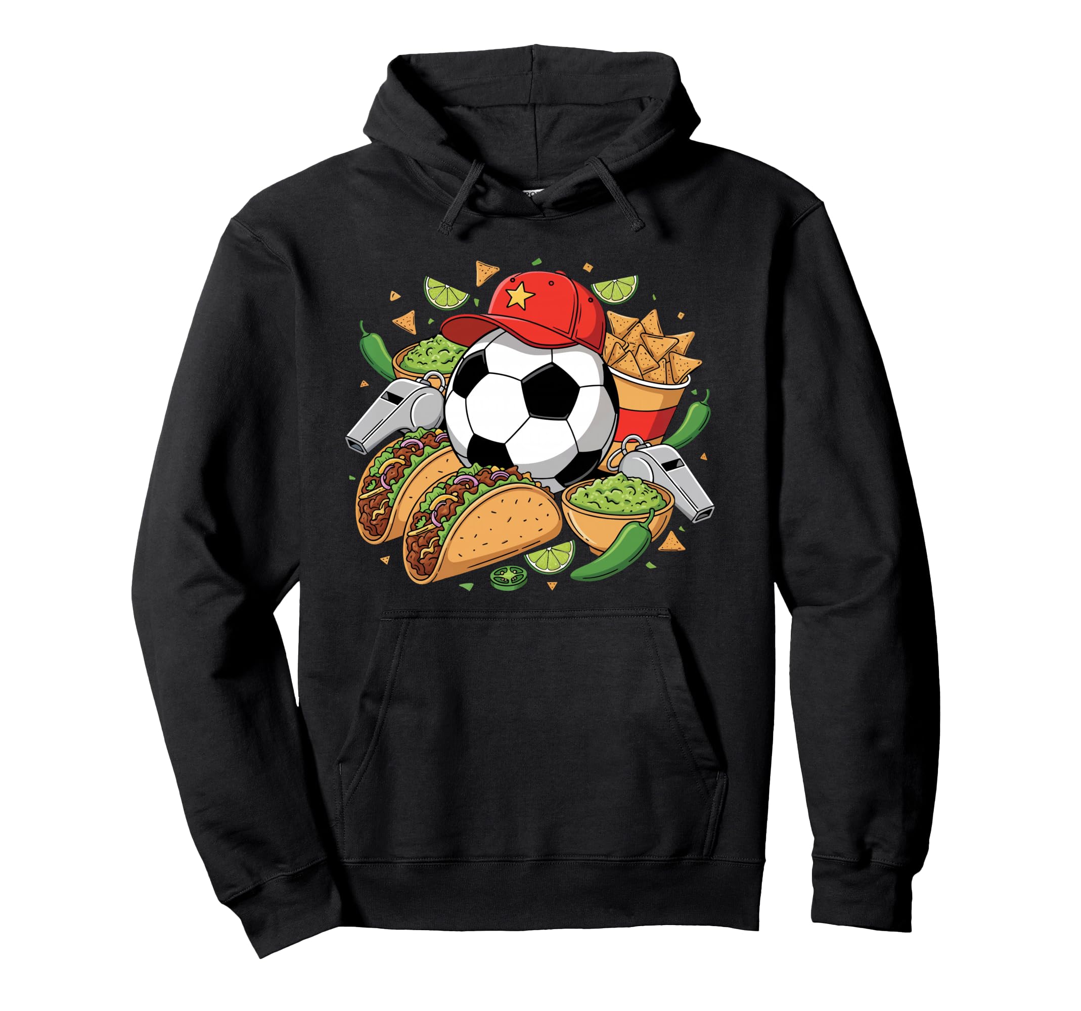 Tacos Party Vibes And Soccer Fan Hoodie - Casual Everyday Wear Men Women