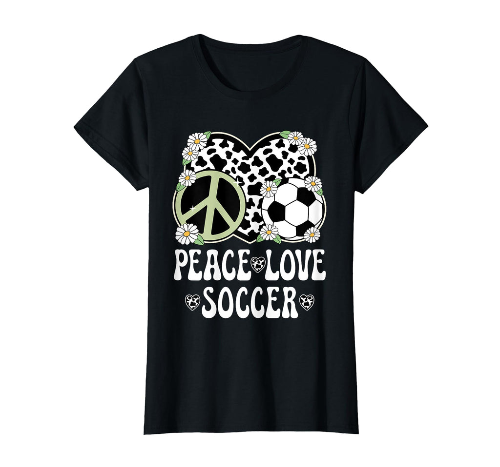 Peace Love Soccer Lover Cow Soccer T-Shirt - Graphic Print for Adults