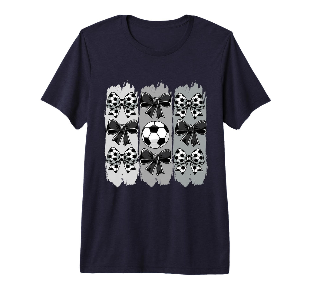 Soccer Coquette Bow Soccer Ball T-Shirt - Casual Everyday Wear Men Women