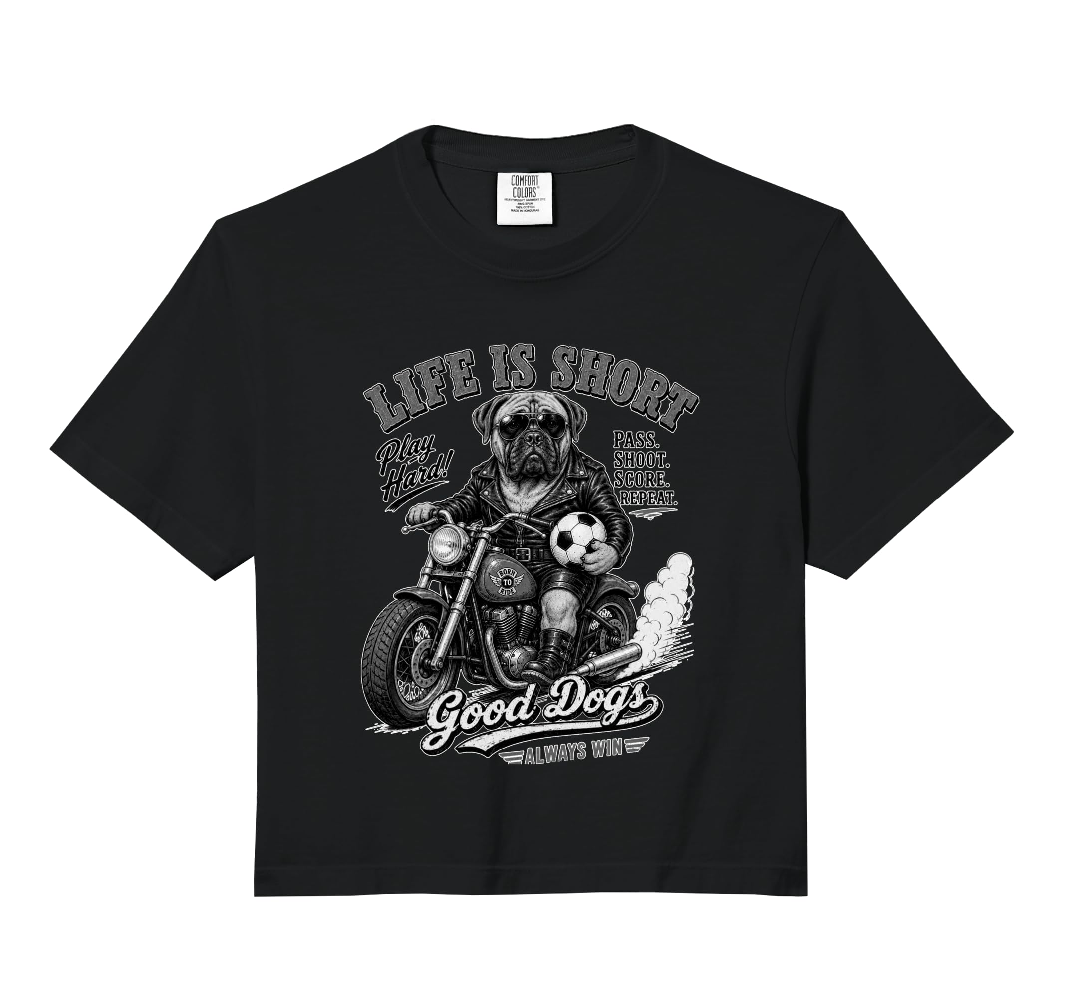Mastiff Motorbike Love Footbal T-Shirt - Fun Novelty Design for Adults