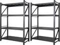 Set of 2 Storage Shelves, 4 Tier Heavy Duty Garage Shelving Units, 48” Wide Rack Shelf, 3000LBS Steel Industrial Shelving, 24” Deep Adjustable Standing Shelf for Warehouse 24" D x 48" W x 70" H Black