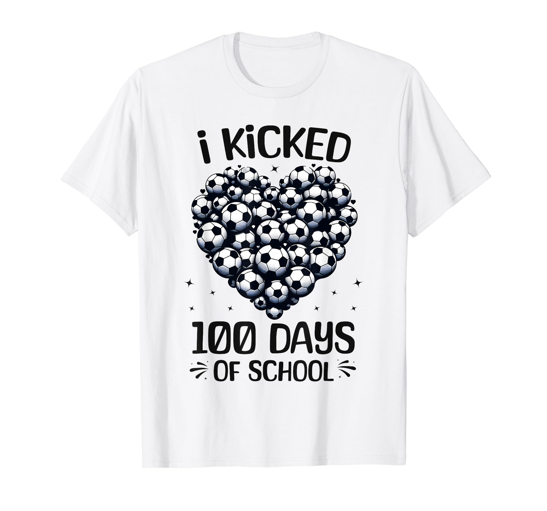 100 Days School Soccer Heart Love 100Th T-Shirt - Trendy Graphic Unisex