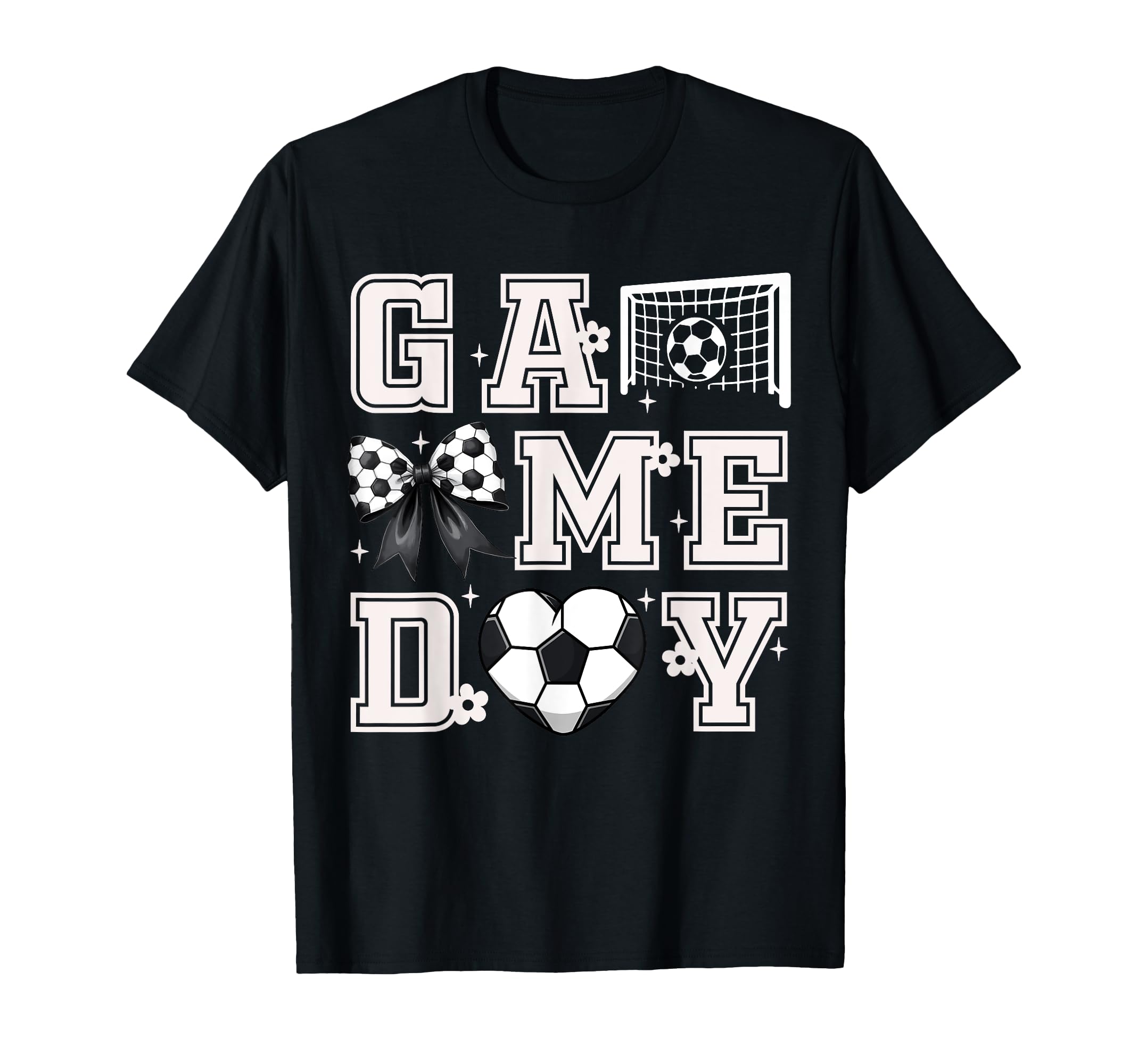 Soccer Coquette Bow Gameday Cheer T-Shirt - Custom Art Print for Adults