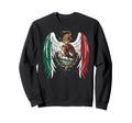 Mexican Eagle Wings Flag Distressed Sweatshirt - Custom Art Print Unisex