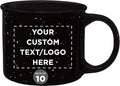 DISCOUNT PROMOS Custom Ceramic Campfire Coffee Mugs 13 oz. Set of 10, Personalized Bulk Pack - Perfect for Tea, Espresso, Cappuccino, Hot Cocoa - Black