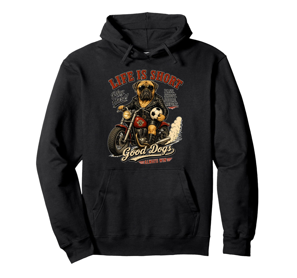 Mastiff Motorbike Love Footbal Hoodie - Casual Everyday Wear for Adults