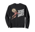 Jesus Saves Soccer Goalkeeper Fun Sweatshirt - Unique Graphic for Adults