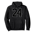 Black Sports Team Number 24 Fan Hoodie - Aesthetic Graphic Unisex