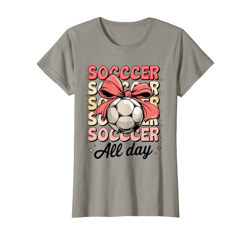 Groovy Soccer Coquette Bow Soccer T-Shirt - Trendy Graphic for Adults