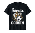 Soccer Cousin Leopard Heart Soccer Fan T-Shirt - Trendy Graphic Men Women