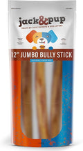Jack&Pup 12 Inch Bully Sticks for Large Dogs (3 Pack) Jumbo Dog Chews for Aggressive Chewers | All Natural, Odor Free Bully Sticks for Dogs