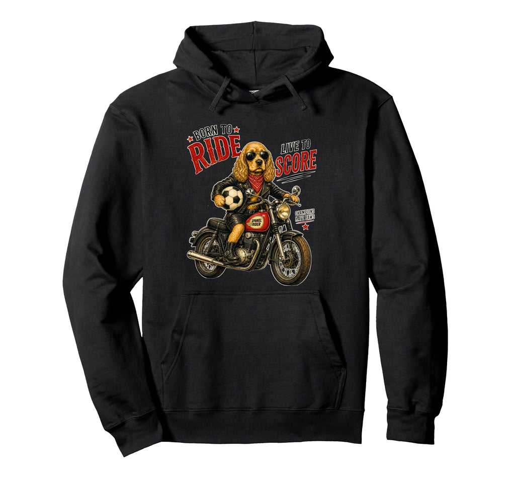 Cocker Spaniel Motorbike Love Footbal Hoodie - Aesthetic Graphic Unisex