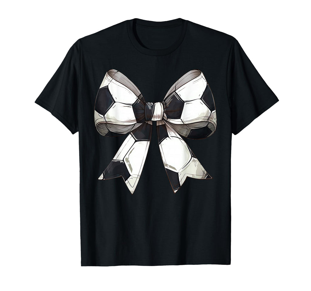 Coquette Bow Soccer Ball Pattern T-Shirt - Trendy Graphic for Adults