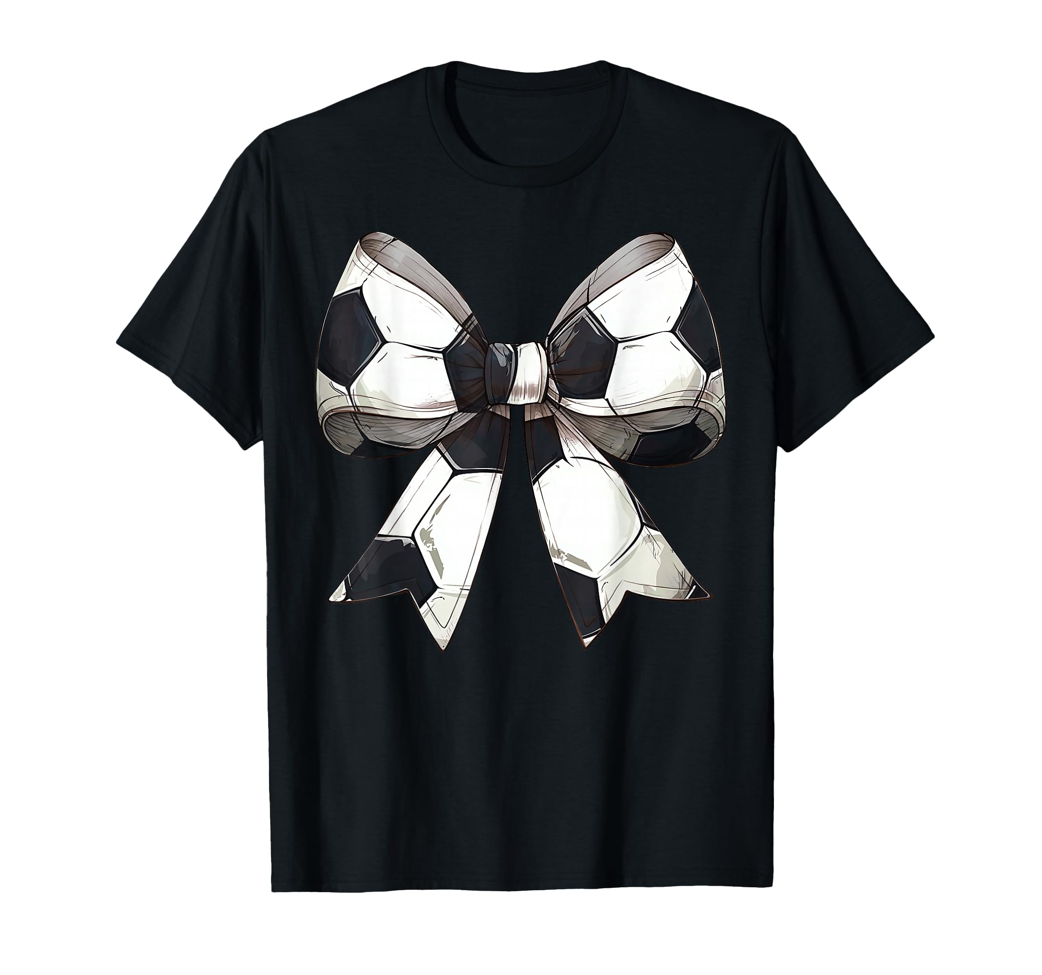 Coquette Bow Soccer Ball Pattern T-Shirt - Novelty Apparel for Adults