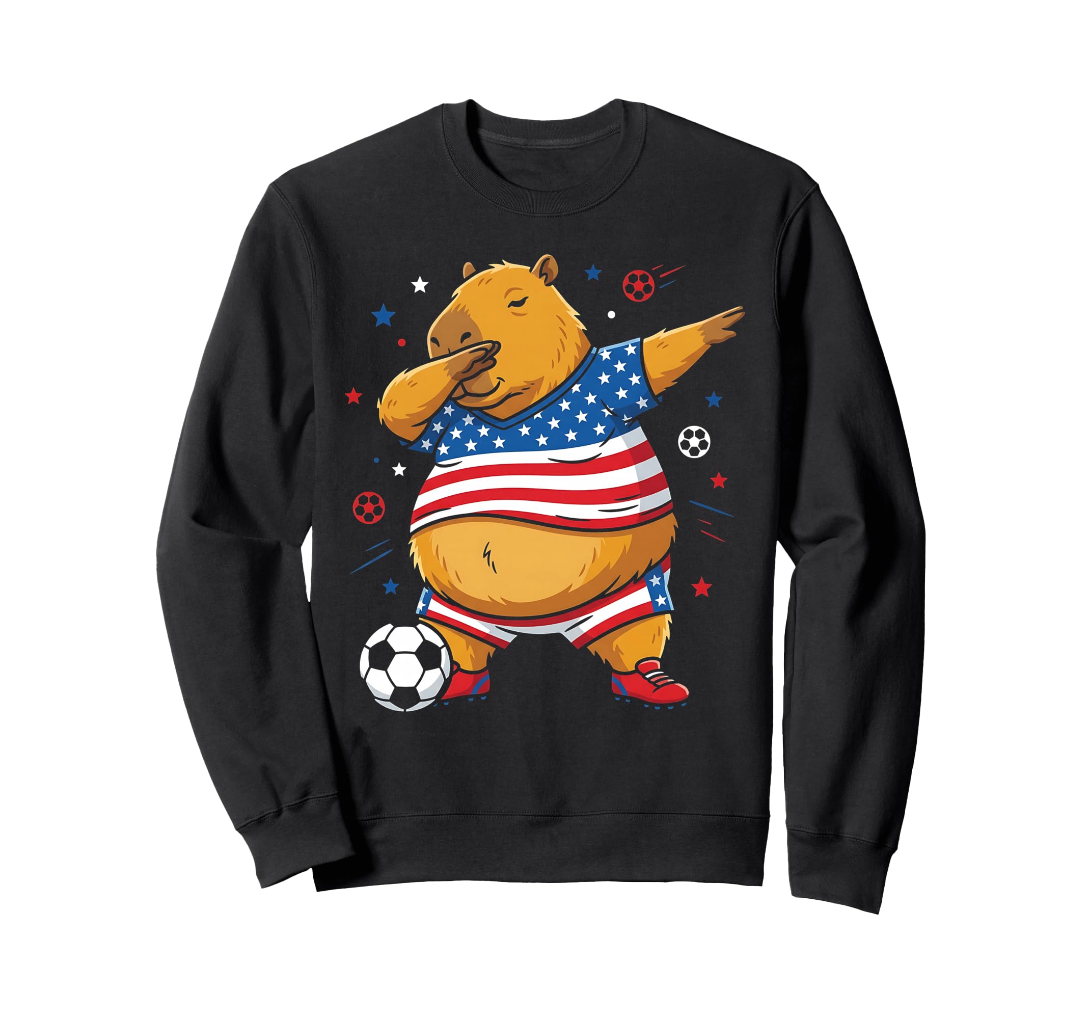 Funny 4Th July Capybara Soccer Sweatshirt - Fun Novelty Design for Adults