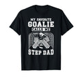 Proud Hockey Goalie Step Dad Hockey T-Shirt - Casual Everyday Wear Unisex