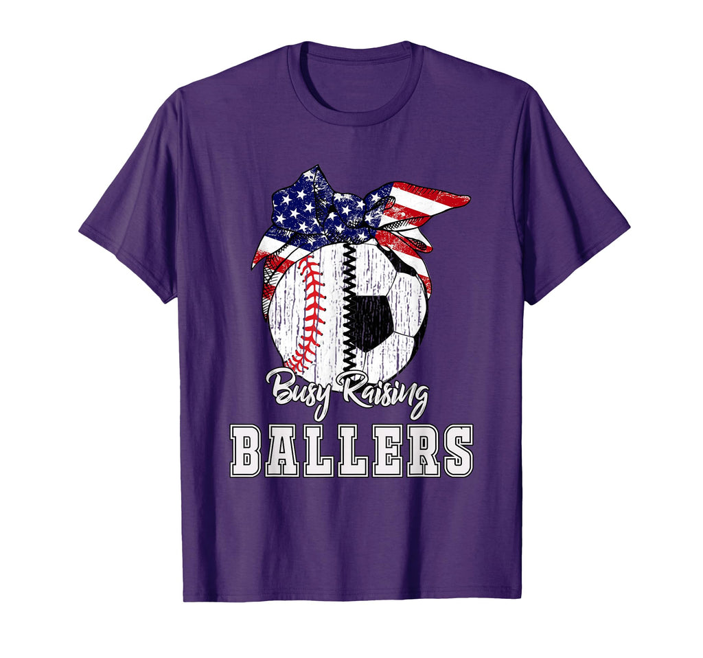 Busy Raising Ballers Baseball Soccer T-Shirt - Trendy Graphic for Adults