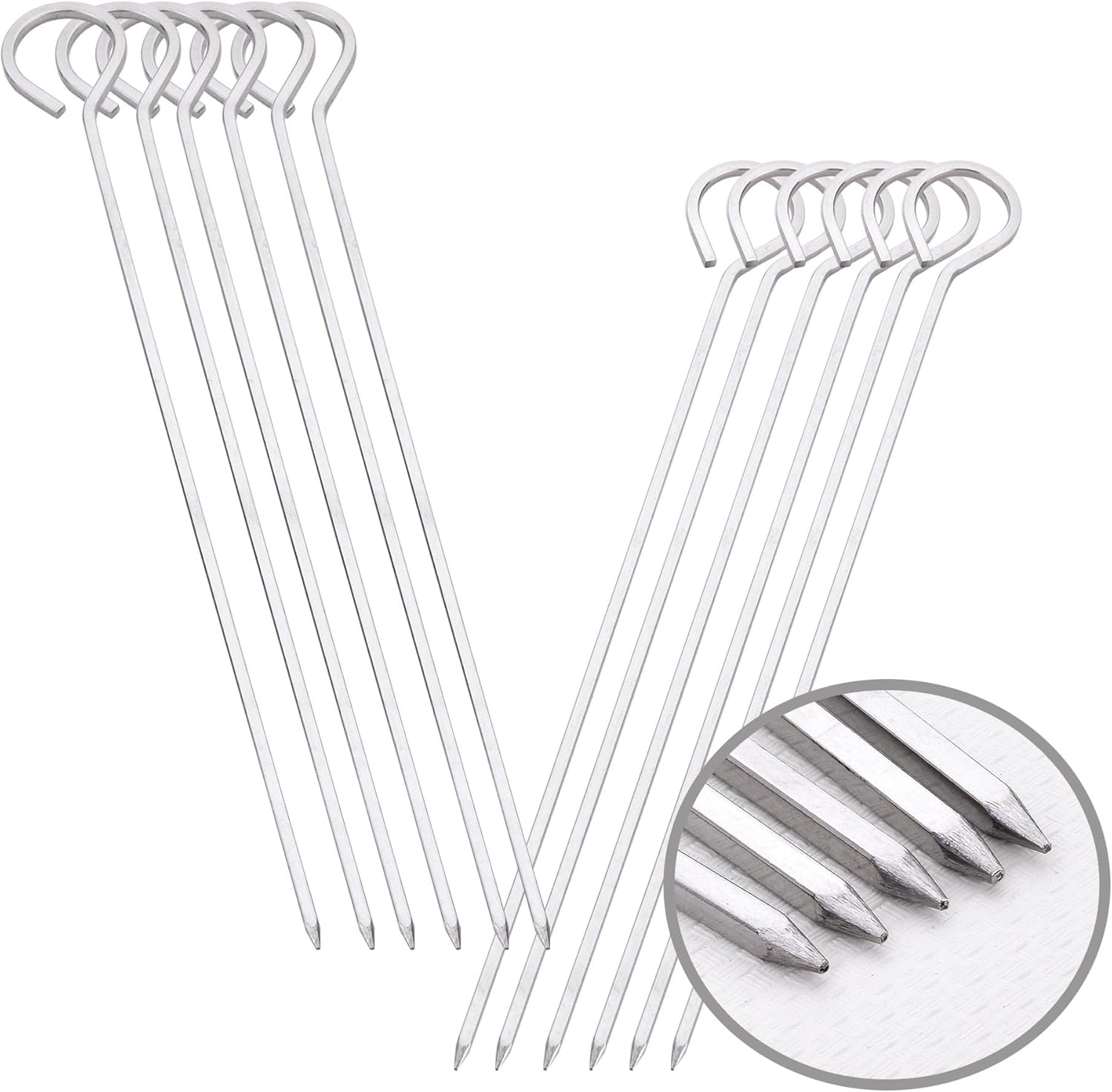 8 inch Barbecue Skewers Square Metal BBQ Sticks,HONSHEN 12Pack Stainless Steel Skewer,Kebob,kabob Sets for Grill Outings Cooking (BBQ Skewers Square 8inch-12p)