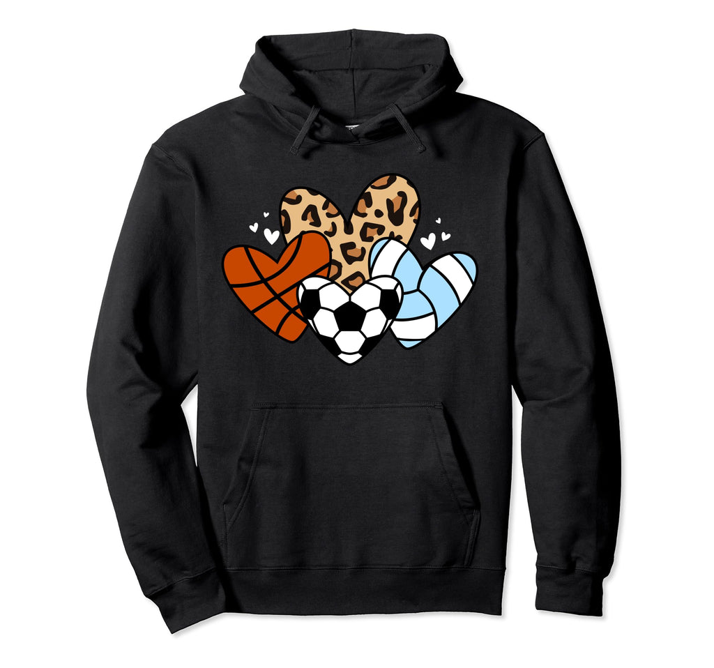 Soccer Basketball Volleyball Heart Hoodie - Aesthetic Graphic Men Women