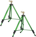 Impact Sprinkler on Tripod Base, Heavy Duty Adjustable Zinc Sprinkler Head for Lawn Yard Garden, 360 Degree Large Area Irrigation, 3/4" Connector Extension Legs Flip Locks, 2 Pack