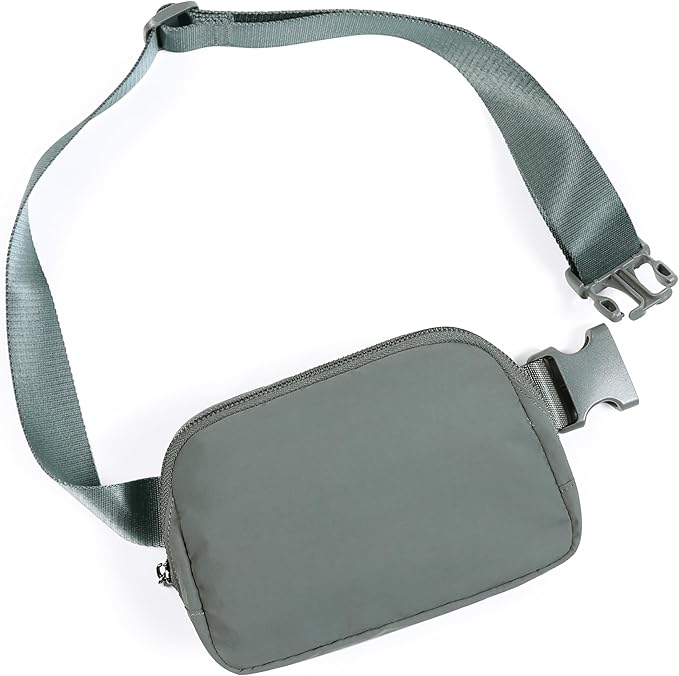 ODODOS Unisex Mini Belt Bag with Adjustable Strap Small Fanny Pack for Workout Running Traveling Hiking, Iron Gray